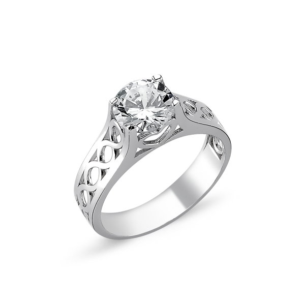 Inel elegant argint 925 rodiat infinit cu zirconiu alb ITU0091 [1]